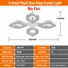 Luminária de ventilador de cristal em formato de flor e27 para sala de estar quarto