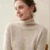 Suéter Simples Outono e Inverno Suéter Tricô com Gola Alta Versátil de Pelo Tricô Solto Tricô de Caxemira para Mulheres