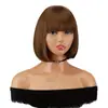 Venta Caliente Transfronteriza Peluca Europea y Americana Bobo Cabeza Cabello Corto con Flequillo Recto Peluca de Cabello Corto Liso Gorro