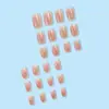 Manicura Tiktok Gradiente Puro Rosa Nude, Uñas Cuadradas Cortas Francesas, Uñas Postizas Estilo Suave, Uñas Falsas Mixtas de 24 Piezas