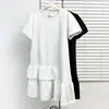 Ropa para mujer talla grande 2026 verano nuevo estilo juvenil y elegante vestido casual con dobladillo de volantes y manga corta 9826