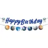 Decoraciones para Fiesta de Cumpleaños Temática de Astronauta Nuevo Planeta Transfronterizo Banderín Espiral Adorno para Pastel Suministros
