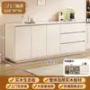 Armário de armazenamento integrado moderno minimalista estilo creme montado na parede para sala de estar em forma de arco, aparador