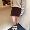 Falda Corta de Punto con Cordones Estilo Retro Coreano para Mujer con Volantes, Adelgazante, Versátil, de Capas y Elástica