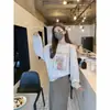 Moletom Casual com Estampa Versátil Estilo Coreano Ins Redutor de Idade para Mulheres Design Outono/Inverno Retrô Gola Redonda Solto Slimming Top