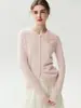 Cárdigan de cachemira con estampado floral 3D y cuello redondo para otoño e invierno, suéter de punto fino de un solo botón para mujer, top versátil de manga larga