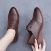 Mocasines de Tacón Cuña de Cuero Suave Originales Grulla Blanca para Mujer, Primavera y Otoño, Suela Suave Cómodos, Zapatos para Madres Tallas Grandes, Corte Profundo para Mujeres de Mediana Edad y Mayores