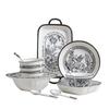Platos Pequeños Estilo Chanel Platos de Cerámica de Lujo Ligero y Plato Plato Retro para Arroz en Casa Plato de Neem Plato con Doble Asa Platos y Plato Vajilla de Color Bajo Esmalte