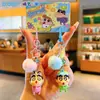 Chaveiro Autêntico Crayon Shin-Chan Boneco de Desenho Animado Pingente de Bolsa Casal Pom-Pom Fofo Pequeno Presente Criativo