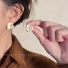Pendientes de gota de aceite ovalados retro franceses, elegantes pendientes de estilo vintage con aguja de plata, pendientes de alta calidad de estilo antiguo medio.