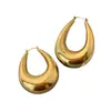 Aretes Metálicos Brillantes Ovalados Forma de Gota de Agua Pendientes Sencillos de Moda Europeos y Americanos Lujo Accesible Diseño de Aretes de Gama Alta Nicho