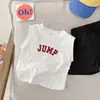 Colete de Verão para Meninos e Meninas, Camiseta Esportiva Estilosa e Moderna para Crianças, Sem Mangas, Algodão Puro, Estampa de Letras