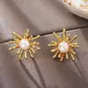 Brincos de Pérola Elegantes Estilo Coreano Francês Agulha de Prata 925 Brincos de Alta Qualidade Coração Flor Versáteis para Mulheres Atacado
