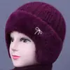 Chapéus de Inverno para Mulheres, Novos Chapéus de Lã Versáteis, Chapéus de Tricô para Mães de Meia-Idade e Idosas, Chapéus Quentes Espessos de Veludo para Mulheres