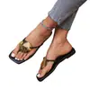 Chanclas Planas de Talla Grande para Mujer 2026 Nueva Moda Estilo Metálico Resort Sandalias de Playa para Exteriores