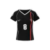 Yechuan # Camiseta de Manga Curta Estilo Jersey Retrô Americano para Mulheres, Marca Tendência Estilo Jersey com Listras Decote V Top Esportivo para Meninas Descoladas