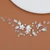 Tiara Simples de Pérolas Europeia e Americana, Tiara de Cristal de Liga Tecida à Mão, Acessórios de Cabelo Estilo Antigo, Headpiece Nupcial de Folha da Moda