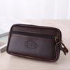 Bolsa de Cintura de Couro com Zíper e Espaço Grande para Homem Bolsa para Celular Multifuncional Dupla Camada Couro Macio Cinto Porta Cartões 6 polegadas / 6,5 polegadas