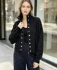 Cardigan de Tricô Gola Alta Europeu e Americano Transpassado Duplo Feminino Novo Estilo Outono e Inverno Suéter Jaqueta Feminina Top Casual Versátil