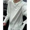 Camisa branca de seda de gelo de manga comprida para homens, fina de outono, respirável, de secagem rápida, protetora do sol, top casual solto vintage