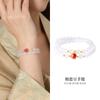 Pulsera de Plata Esterlina S925 de Fujian y Guangdong con Frijol Rojo y Cinabrio, Nuevo Estilo Chino Doble Capa Ágata Blanca Joyería Elegante para Mujer