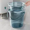 Balde Doméstico para Armazenamento de Água Uso Balde de Plástico Espesso Balde Pequeno Portátil para Lavanderia Uso Dormitório Estudantil Transparente de Luxo Leve com Tampa