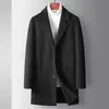 Abrigo para Hombre 2026 Otoño e Invierno Gabardina de Lana Hecha a Mano para Jóvenes y de Mediana Edad, Color Sólido, Engrosado, Chaqueta Cálida de Lana Reversible Casual