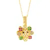 Conjunto de Colares Estilo Japonês e Coreano Transfronteiriço Novo Colar com Pingente de Flor de Zircônia Giratória Corrente de Clavícula Elegante de Aço Titânio Joias