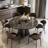 Mesa de Jantar Extensível Dobrável de Mármore Natural Minimalista Estilo Italiano para Apartamentos Pequenos, Conjunto de Mesa e Cadeiras de Jantar de Alta Qualidade para Casa
