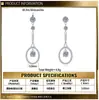 2026 Novos Brincos de Prata Esterlina S925 Raquete de Tênis Moissanita Stud Brincos Longos com Pingente de Franja Brincos Personalizados de Zircônia Venda por Atacado