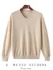 Suéter Novo de Cashmere 100 Montanhas Outono e Inverno Suéter de Malha Interno de Alta Qualidade Gola V Cor Sólida Suéter Quente Camisa Base Masculina