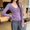 Top Básico de Cuello para Mujer Ropa Interior Otoño Invierno Nuevo Suéter Ajustado Prendas Exteriores de Punto de Manga Larga Primavera Otoño Top Negro Talla Única