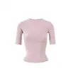 Cintura ajustada, mangas tres cuartos, cuello redondo, camiseta tipo sirena, casual, cómoda, a la moda, camisa base versátil, se puede imprimir o bordar
