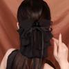 Pinza para Recogido Alto con Lazo Grande para Streamers Femenino 2024 Nuevos Accesorios para el Cabello Resaltando el Rostro Pinza Pequeña para la Parte Posterior de la Cabeza Tocado Negro