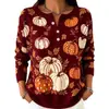 2026 Nuevo Suéter Falso Transfronterizo de Halloween con Estampado de Calabaza Top para Mujer con Botones Casual Amazon Otoño/Invierno