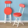 Silla Plegable Taburete Pequeño Uso en Casa Taburete Plegable Resistente Taburete Alto Taburete Sencillo con Respaldo Taburete Redondo Portátil