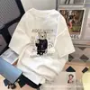 Camisetas unisex de manga corta de cinco cuartos, holgadas, con estampado de dibujos animados, para verano, al por mayor para fabricantes, en tallas grandes