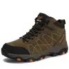 Zapatos de senderismo de invierno de caña alta Qifeng de fábrica con algodón cálido para parejas, zapatos casuales para exteriores con forro polar, tallas 45.46.47