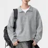 Sudadera holgada y versátil con media cremallera y cuello alto para hombre, nuevo estilo primavera y otoño con textura sutil, sudadera tipo polo para hombre estilo old money