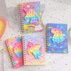 Cuaderno de burbujas de silicona con dibujos de unicornios, superficie dura, con espiral, para estudiantes, diario de descompresión, regalo para niños