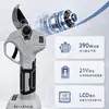 Tijeras Eléctricas de Podar con Batería de Litio de 21V y Pantalla Digital, Tijeras de Podar Inalámbricas para Árboles Frutales y Jardines, Tijeras de Jardinería de Alta Potencia de 390W