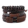 Pulseira masculina multicamadas de couro hot-selling transfronteiriça combinação DIY multi-peças tecida à mão pulseira retrô simples