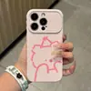 Janela grande em formato de coração, cachorro com coroa em line art, adequado para capa de celular iPhone 17 Pro, capa protetora fofa da Apple 18