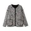 E-commerce transfronteiriço AliExpress: moda feminina popular estilo europeu e americano, cardigã de manga longa com gola redonda e estampa de leopardo, jaqueta de algodão