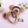 Tiara Fofa com Orelhas de Urso, Tiara de Urso de Desenho Animado de Pelúcia, Atacado de Fabricante de Toucas para Festa em Parque de Diversões e Lavar o Rosto