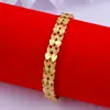 Pulsera de Hebilla Dorada Arena Vietnamita de un Solo Color por Dentro y por Fuera para Hombres y Mujeres Hebilla de Reloj que No se Desvanece Cadena de Tanque con Forma de Corazón Latón Chapado con Oro Real