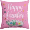 Fronha Estampada de Páscoa Transfronteiriça Floral Coelho Gnomo Decoração de Quarto Sofá Fronha de Linho Atacado