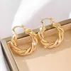 [Transfronterizo] Pendientes Geométricos Retorcidos Chapados en Cobre Dorado Estilo Europeo y Americano Anillo Retorcido Pesado Personalizado Tubo Retorcido Suministro Directo de Fábrica en Stock