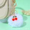 Lindo Chaveiro de Pom-Pom de Cereja para Meninas, Pingente de Pelúcia de Coelho Rex, Pingente de Chave de Bolsa, Presente Decorativo para Melhor Amiga