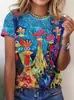Camiseta de Manga Corta para Mujer con Estampado de Gato Transfronteriza de Amazon Verano Casual Top de Cuello Redondo Estilo Nuevo Europeo y Americano Aliexpress